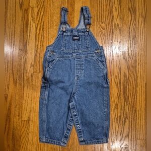 OshKosh B'gosh Blue Denim Overalls 100% Cotton Snap Crotch Size 18 Months